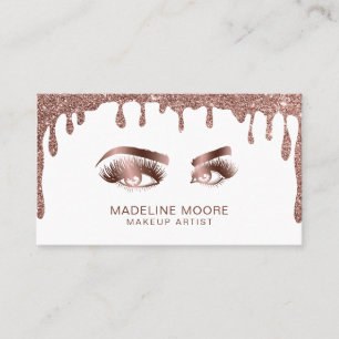 Dripping Glitter Makeup Artist Eyebrow Eyes Lash Business Card