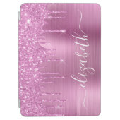 Dripping Glitter Monogram Pink iPad Air Cover (Front)