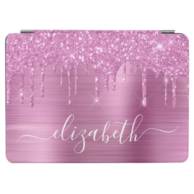 Dripping Glitter Monogram Pink iPad Air Cover (Horizontal)
