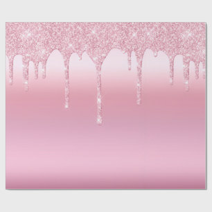 Dripping Glitter Pink Wrapping Paper
