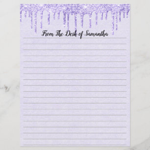 Dripping Glitter Purple Lined Stationary