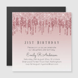 Dripping Glitter Rose Gold 21st Birthday Pink Girl