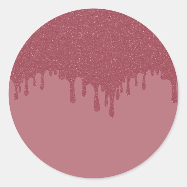 Dripping Glitter Rose Gold Sticker – Customisable (Front)