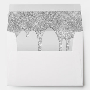 Dripping Glitter Silver Personalised Envelope