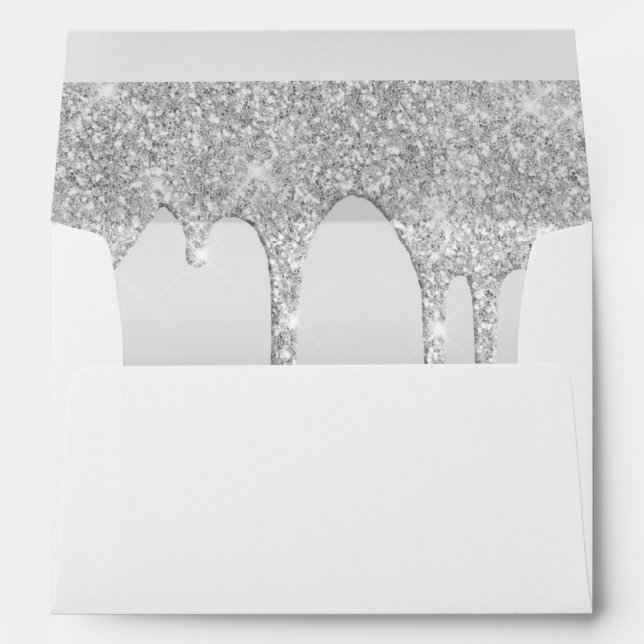 Dripping Glitter Silver Personalised  Envelope (Back (Bottom))