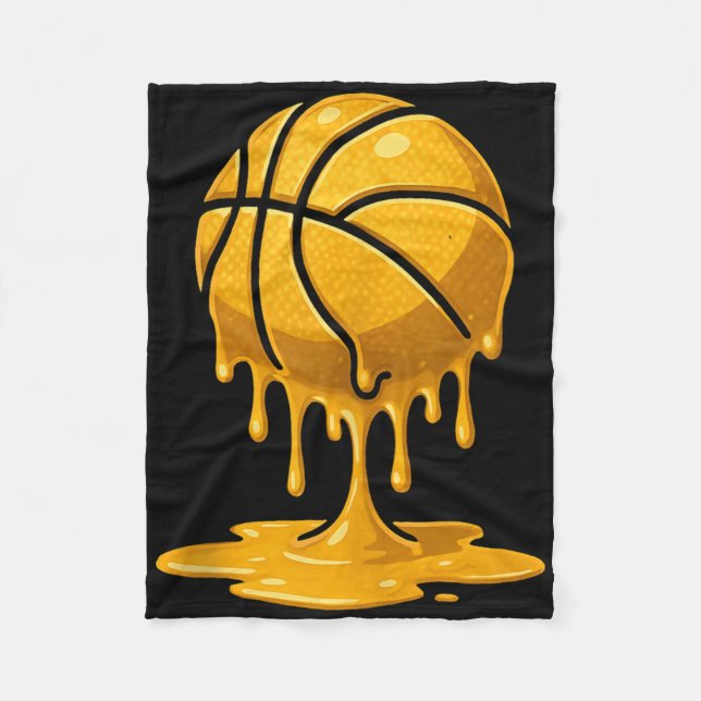 Dripping Gold Basketball Lovers Drip Basketball Yo Fleece Blanket (Front)