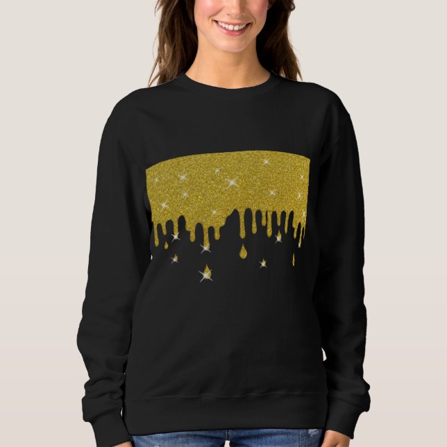 Dripping Gold Glitter Effect & Sparkles Sweatshirt (Front)