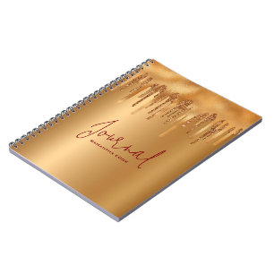 Dripping gold glitter metallic gold background notebook
