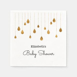 Dripping Gold Glitter Simple Baby Shower Napkin
