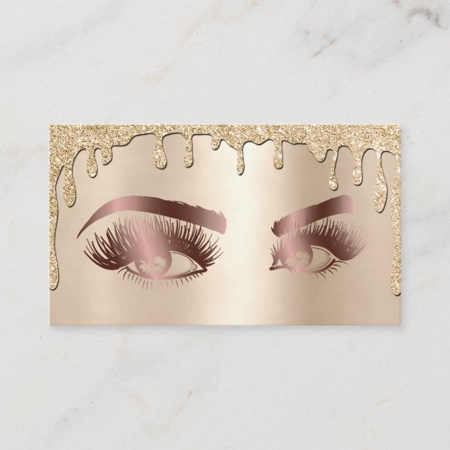 Dripping Gold Makeup Artist Eye Beauty Salon Lash Business Card (Front)