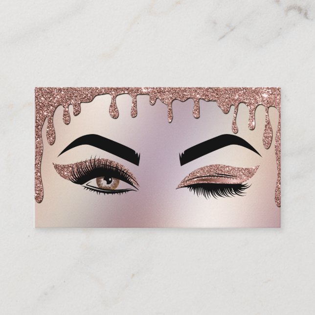 Dripping Gold Makeup artist Wink Eye Lashes Business Card (Front)