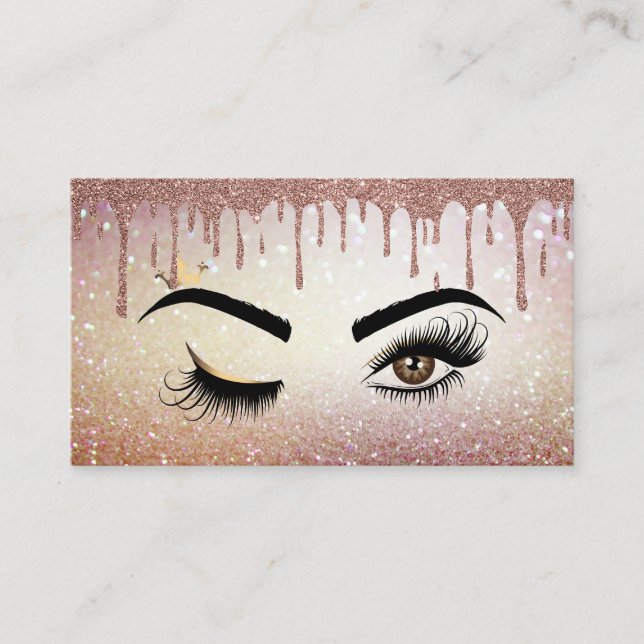 Dripping Gold Makeup artist Wink Eye Lashes Business Card (Front)