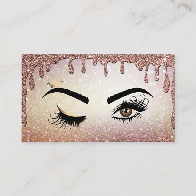 Dripping Gold Makeup artist Wink Eye Lashes Business Card (Front)