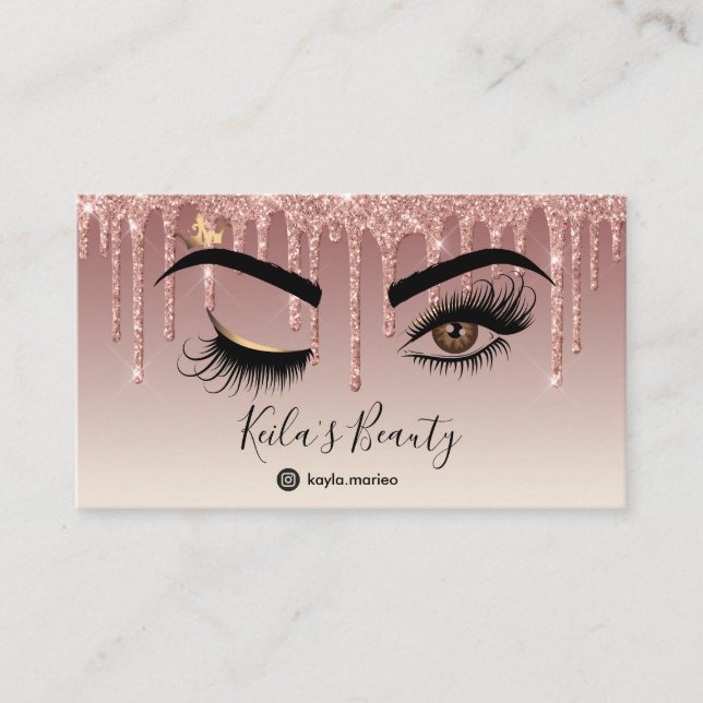 Dripping Gold Makeup artist Wink Eye Lashes Business Card (Front)