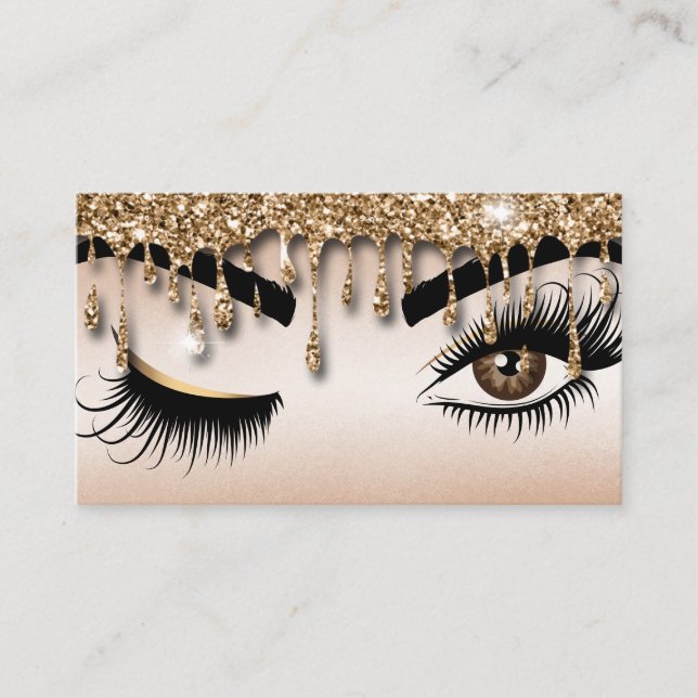 Dripping Gold Makeup artist Wink Eye Lashes Business Card (Front)