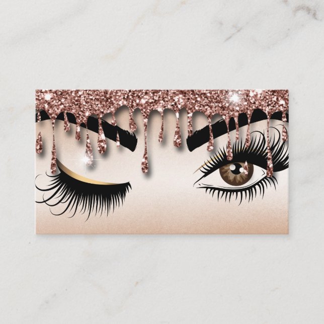 Dripping Gold Makeup artist Wink Eye Lashes Business Card (Front)