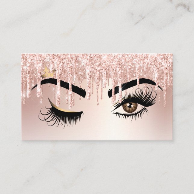 Dripping Gold Makeup artist Wink Eye Lashes Business Card (Front)
