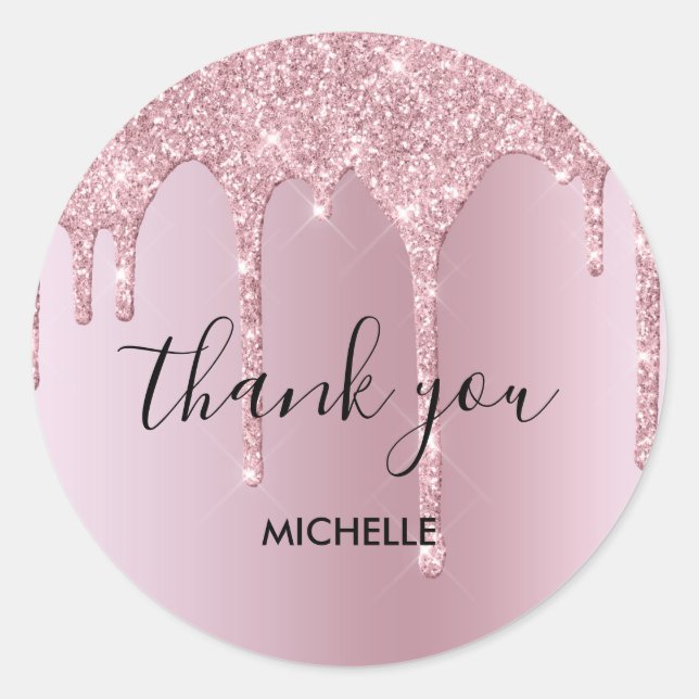 dripping  gold modern rose gold brush stroke classic round sticker (Front)