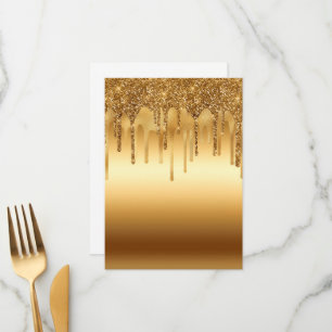 Dripping Gold Paint Glitter Accents Sparkly Art Menu