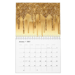 Dripping Gold Paint Glitter Accents Sparkly Calendar