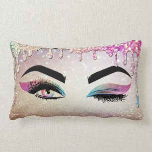 Dripping gold Wink Eye Long Lashes Makeup Artist Lumbar Cushion