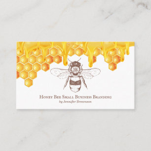 Dripping Golden Honeycomb Monogram Vintage Bee Business Card