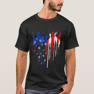 Dripping Heart American Flag Men Fishing 4th Of Ju T-Shirt