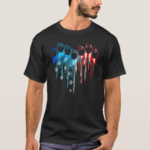 Dripping Heart Apple American Flag Teacher 4th Of T-Shirt