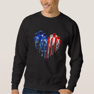 Dripping Heart Dog Paw American Flag 4th Of July P Sweatshirt