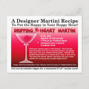 Dripping Heart Halloween Martini Recipe Postcard