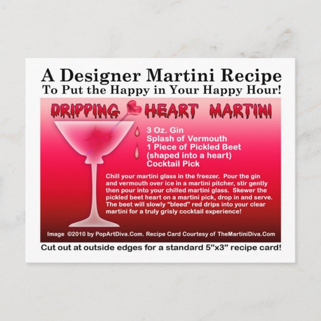 Dripping Heart Halloween Martini Recipe Postcard (Front)