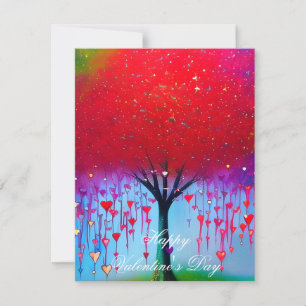 Dripping hearts tree kids valentine holiday card