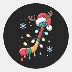 Dripping Hockey Stick Christmas Santa Hat Holiday  Classic Round Sticker