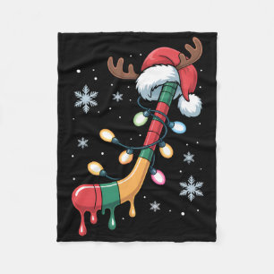 Dripping Hockey Stick Christmas Santa Hat Holiday Fleece Blanket