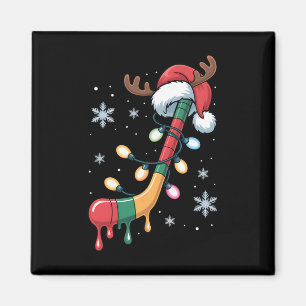 Dripping Hockey Stick Christmas Santa Hat Holiday Magnet