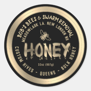 Dripping Honey Custom Hives Swarm Removal Queens Classic Round Sticker