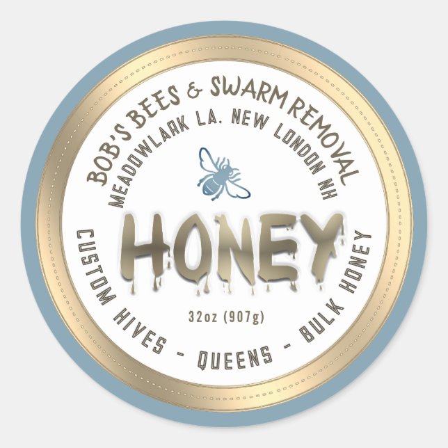 Dripping Honey Custom Hives Swarm Removal Queens Classic Round Sticker (Front)