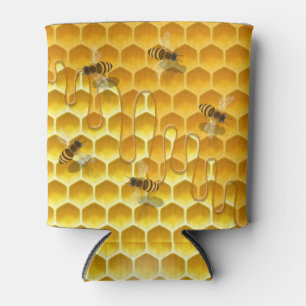 Dripping Honeycomb & Flying Honeybees Customisable Can Cooler