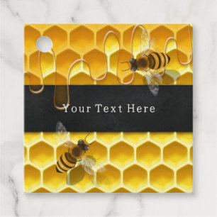 Dripping Honeycomb with Bees Custom Product Favour Tags
