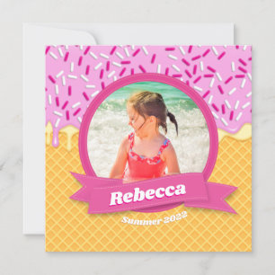 Dripping Ice Cream Waffle Personalised Summer Date