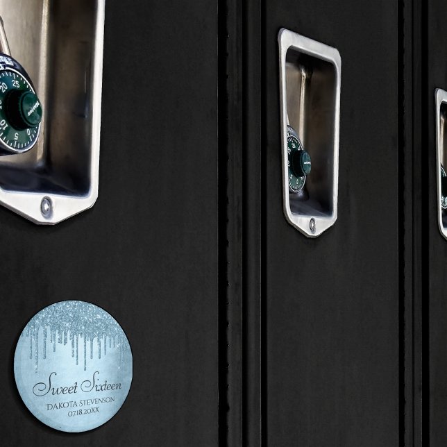 Dripping Ice Glitter | Blue Faux Sparkle Sweet 16 Magnet (Creator Uploaded)