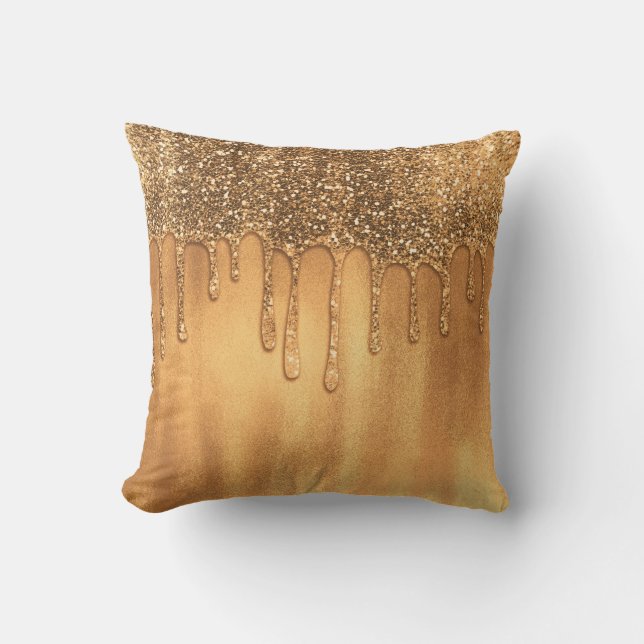 Dripping in Gold Honey Glitter Pretty Drips Cushion (Front)