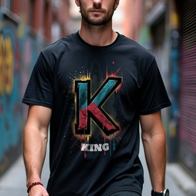 Dripping K: Bold One-Letter Customisable Graffiti T-Shirt (Creator Uploaded)