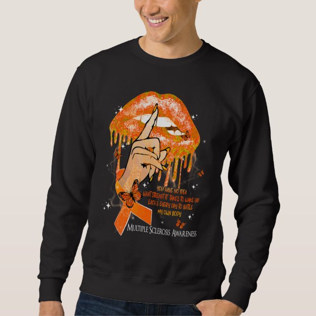 Dripping Lips Butterflies Women Multiple Sclerosis Sweatshirt (Front)