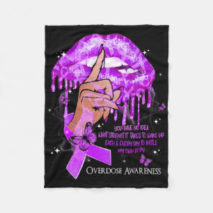 Dripping Lips Butterflies Women Overdose Awareness Fleece Blanket