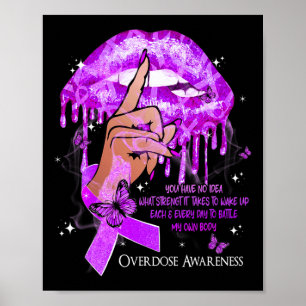Dripping Lips Butterflies Women Overdose Awareness Poster