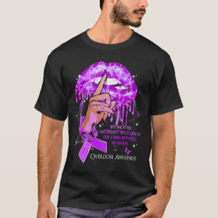 Dripping Lips Butterflies Women Overdose Awareness T-Shirt