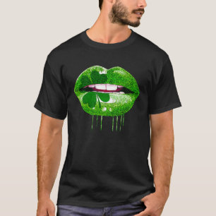 Dripping Lips Shamrock Funny St Patrick's Day T-Shirt