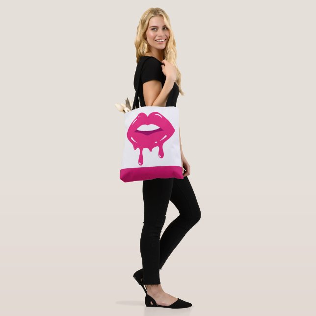 Dripping Lips Tote Bag (On Model)