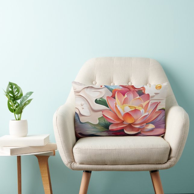 Dripping Lotus Art Lumbar Cushion (Chair)